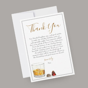 Whiskey Watercolor Chocolate Truffles Birthday  Thank You Card