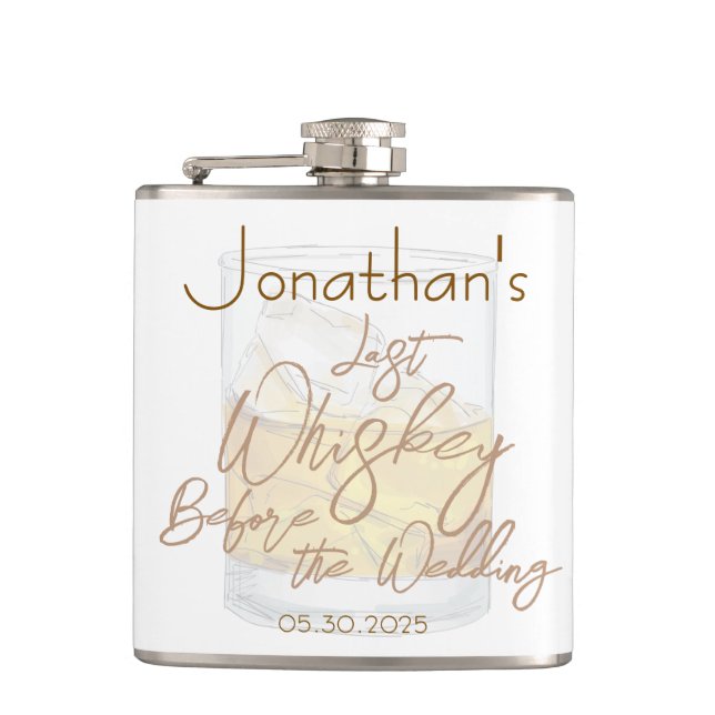 Whiskey Wedding Bachelor Party Flask (Front)