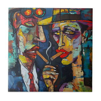 Whiskey Whispers- Femme Fatale and Lover Ceramic Tile