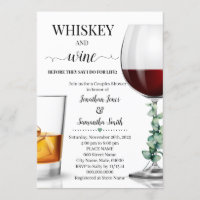 Whiskey & wine before I do bridal shower greenery