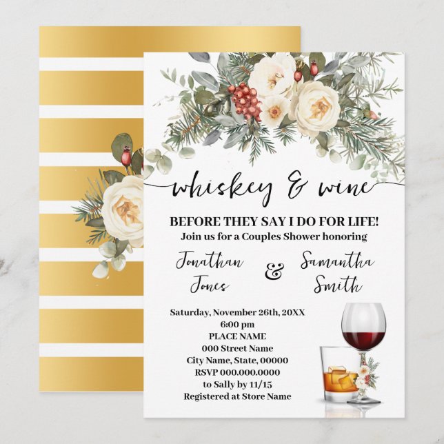 Whiskey & Wine Before I do for Life Winter Shower Invitation (Front/Back)