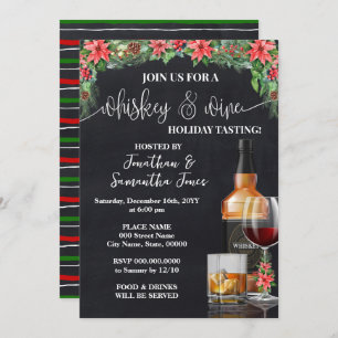 Whiskey & Wine Tasting Holiday Christmas Party Invitation