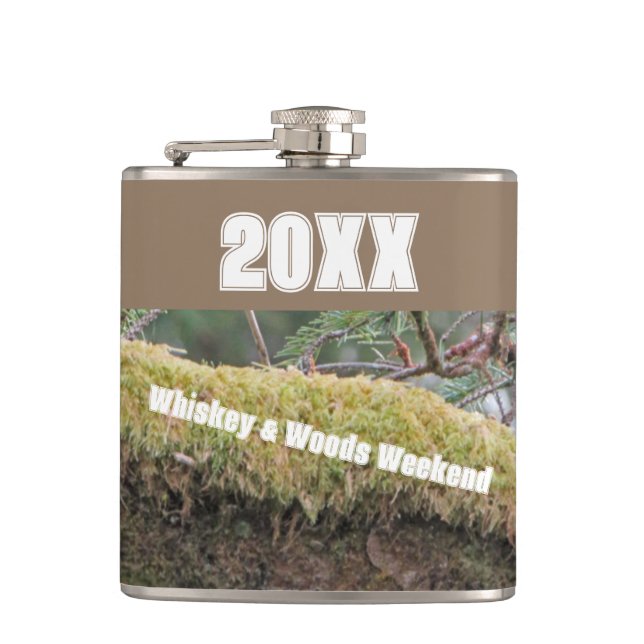 Whiskey & Woods Campout Guys Only Weekend Flask (Front)