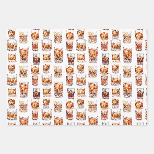 Whiskey Wrapping Paper - Cocktail Gift Wrap (Front)