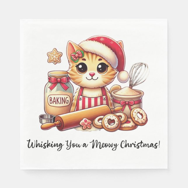 Whisking you a meowy Christmas Napkins (Front)