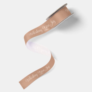 Whisking You Joy Cozy Warm Cinnamon Beige Satin Ribbon