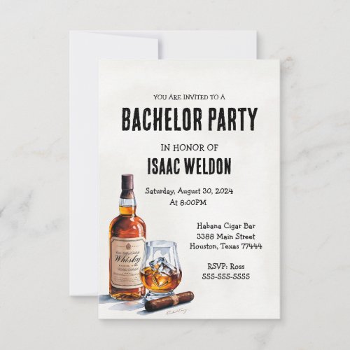 Whisky Bachelor Party Invitation