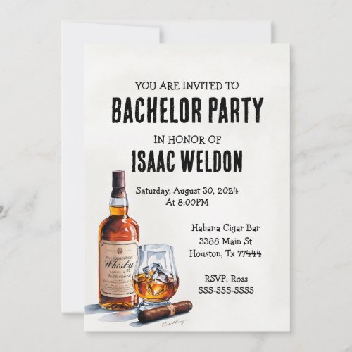 Whisky Bachelor Party Invitation