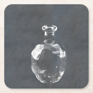 Whisky Bottle Square Paper Coaster