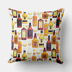 Whisky Bottles With Glasses Throw Pillow