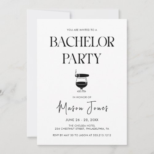 Whisky Cigar Bachelor Party Invitation