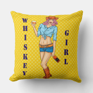 Whisky Girl Throw Pillow
