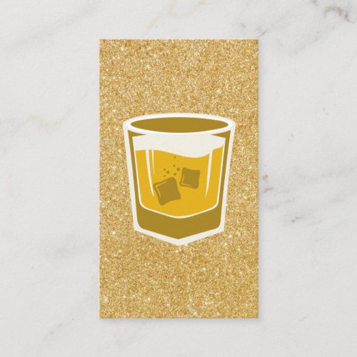 Whisky Glass  Gold Glitter Business Card