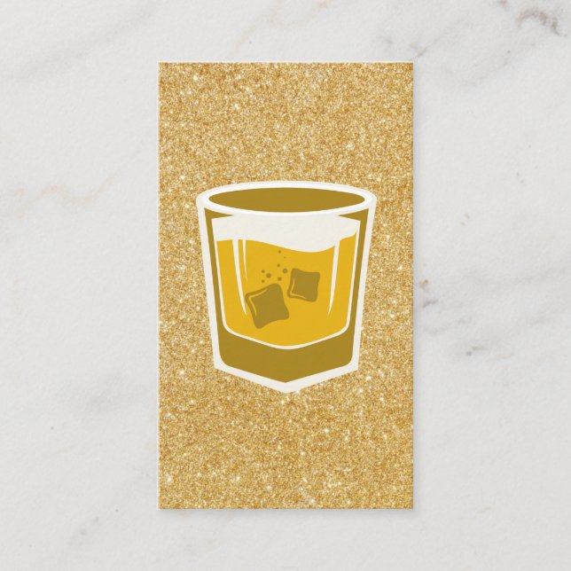 Whisky Glass | Gold Glitter Business Card (Front)