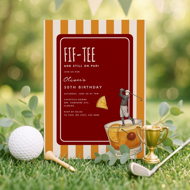 Whisky Golf Themed 50th Birthday Invitation (Creator Uploaded)