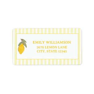 Whismical Stripe Yellow Lemon Address Label