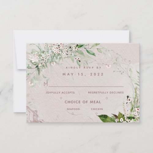 Whisper  Blush 2 Wedding 2 Meal Choice RSVP Card