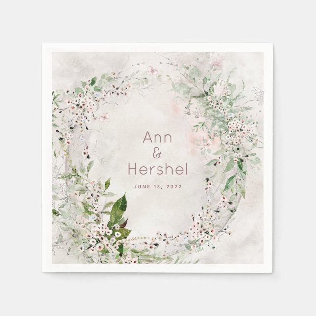 Whisper & Blush Wedding Cocktail Napkins (Front)