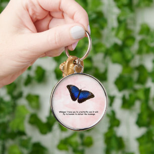 Whisper Butterfly Beautiful Quote About Heaven Keychain
