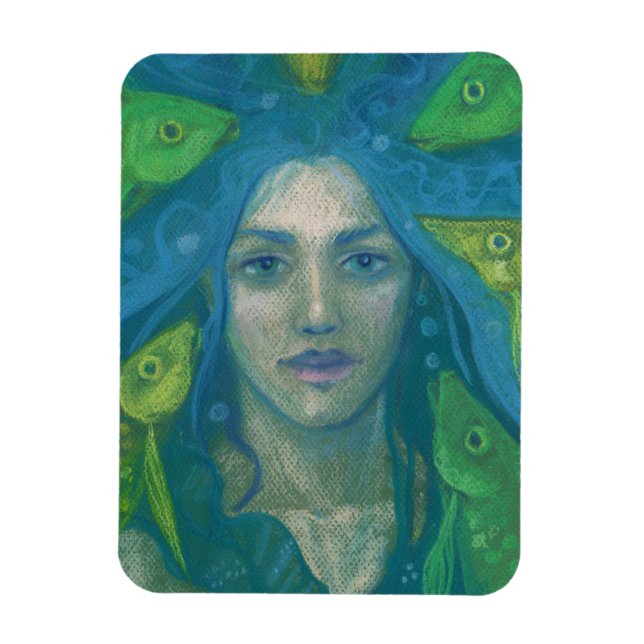 Whisper, Mermaid Fish Surreal Fantasy Art Painting Magnet (Vertical)