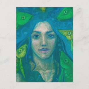 Whisper, Mermaid Fish Surreal Fantasy Art Painting Postcard