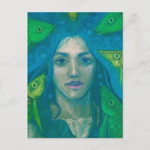 Whisper Mermaid Fish Surreal Fantasy Art Painting Postcard