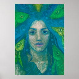 Whisper, Mermaid Fish Surreal Fantasy Art Painting Poster