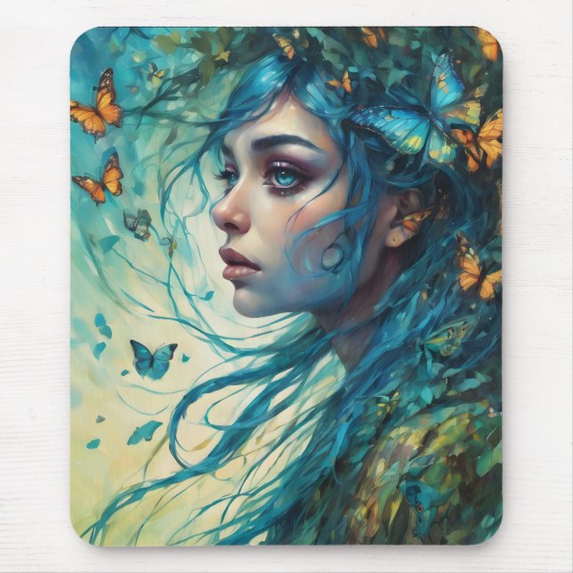 Whisper of Wings | Butterflies & Blues Art  Mouse Pad (Front)