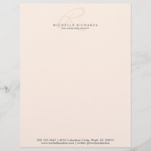 Whisper Pink Elegant Minimalist Monogram Letterhead