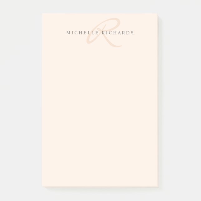 Whisper Pink Elegant Minimalist Monogram Post-it Notes (Front)