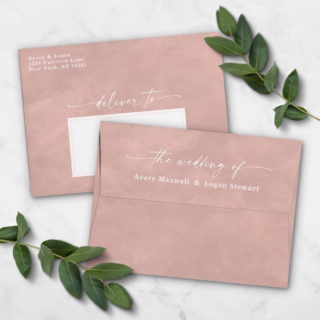 Whisper Pink Watercolor A7 5x7 Wedding Invitation Envelope (Creator Uploaded)