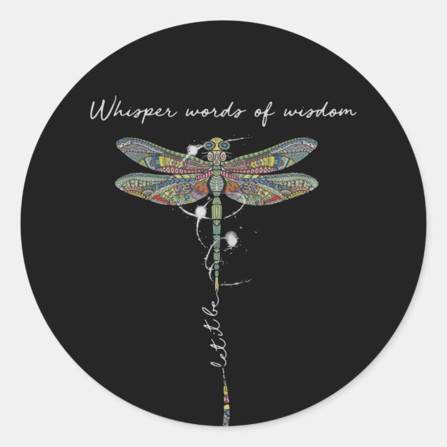 Whisper Words Of Wisdom Brocade Dragonfly Classic Round Sticker (Front)