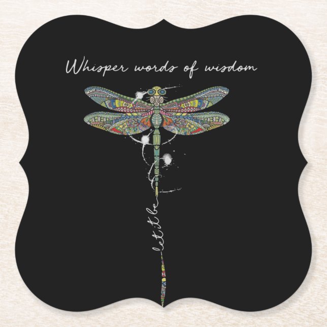 Whisper Words Of Wisdom Brocade Dragonfly Paper Coaster (Front)