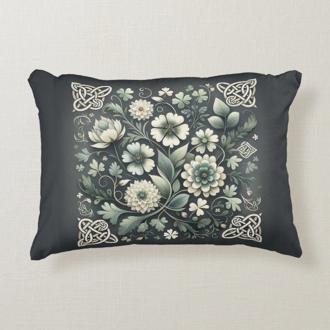 Whispered Clover Knotwork Garden Accent Pillow (Front)