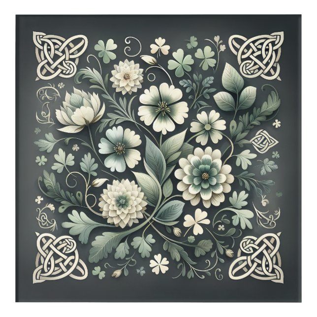 Whispered Clover Knotwork Garden Acrylic Print (Front)