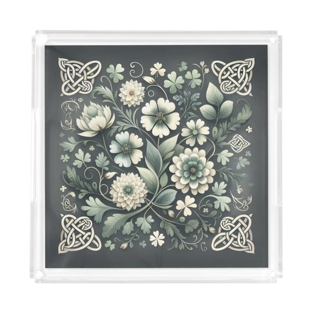 Whispered Clover Knotwork Garden Acrylic Tray (Front)