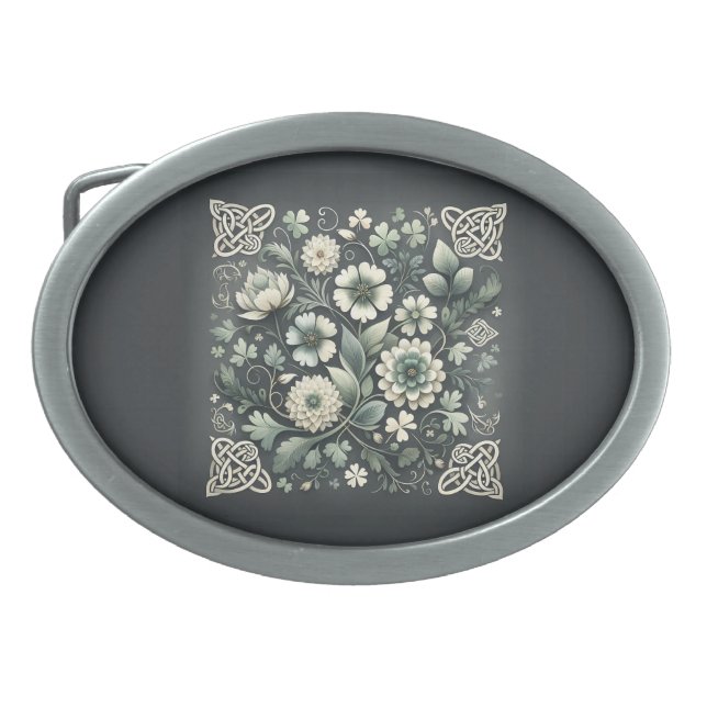 Whispered Clover Knotwork Garden Belt Buckle (Front)