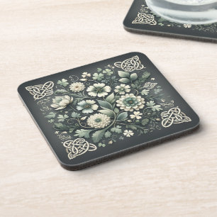 Whispered Clover Knotwork Garden Beverage Coaster