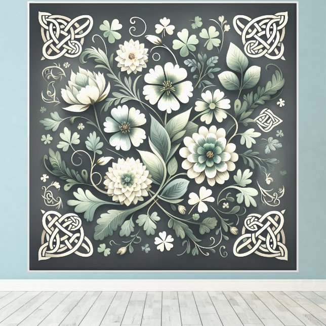 Whispered Clover Knotwork Garden Canvas Print (Insitu(Wood Floor))