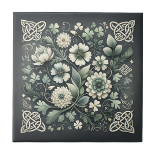 Whispered Clover Knotwork Garden Ceramic Tile