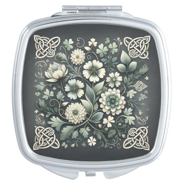 Whispered Clover Knotwork Garden Compact Mirror (Front)