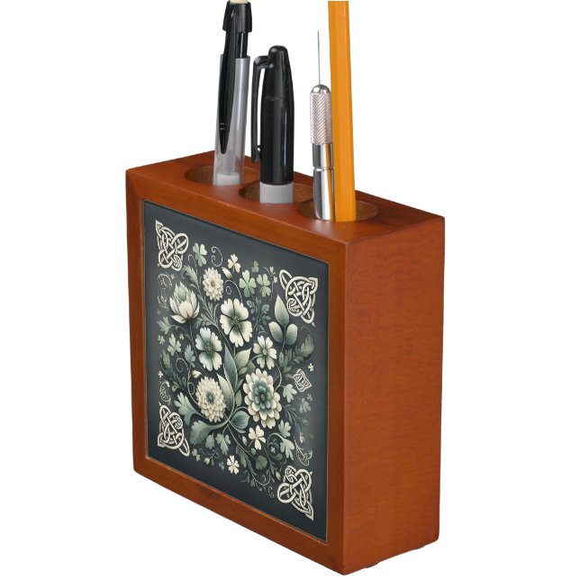 Whispered Clover Knotwork Garden Desk Organizer (In Situ)
