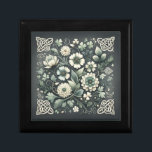 Whispered Clover Knotwork Garden Gift Box<br><div class="desc">Soft florals intertwine with graceful Celtic knot motifs in a balanced folk composition filled with clover shapes, curling vines, and layered blossoms. Muted sage greens, warm ivory, and deep charcoal create a calm, heritage-inspired palette that feels both old-world and gently modern. The flowing symmetry and botanical details evoke cottagecore charm,...</div>