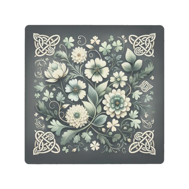 Whispered Clover Knotwork Garden Metal Print (Front)