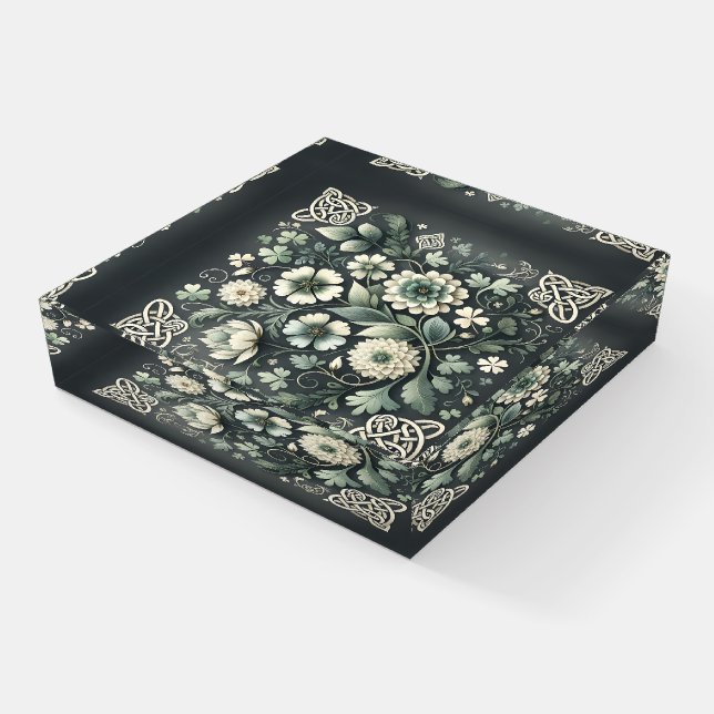 Whispered Clover Knotwork Garden Paperweight (Angled)