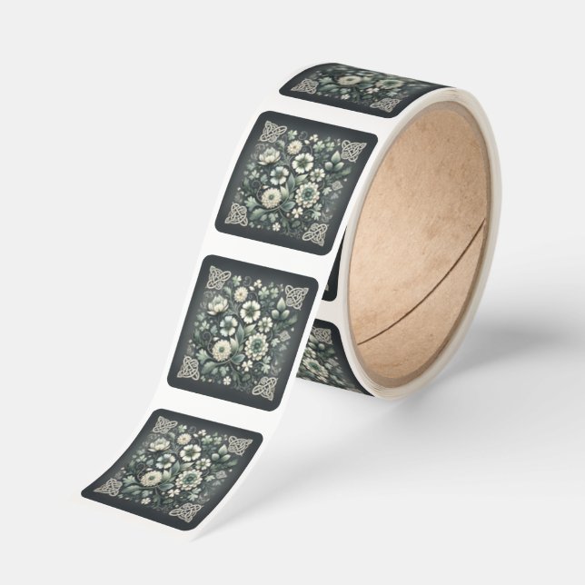 Whispered Clover Knotwork Garden Square Sticker (Roll)