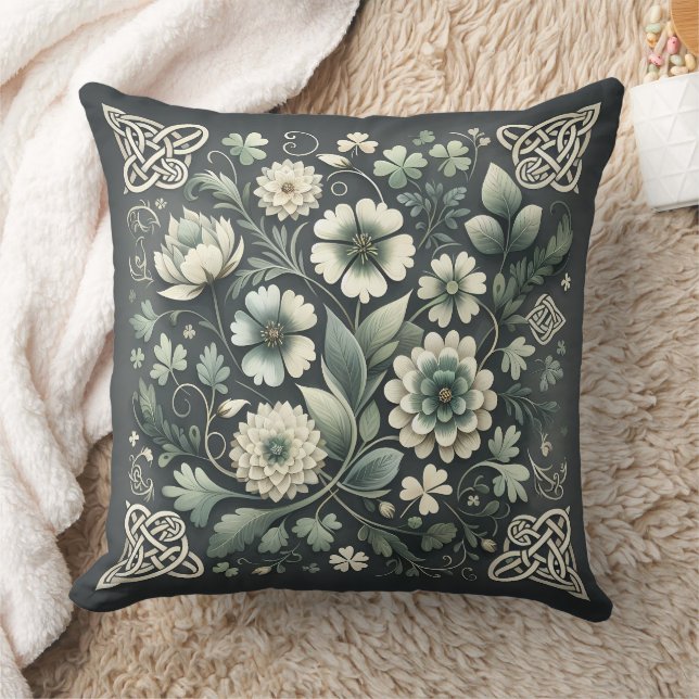 Whispered Clover Knotwork Garden Throw Pillow (Blanket)