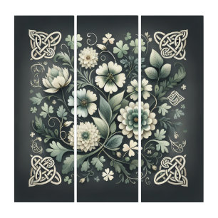 Whispered Clover Knotwork Garden Triptych