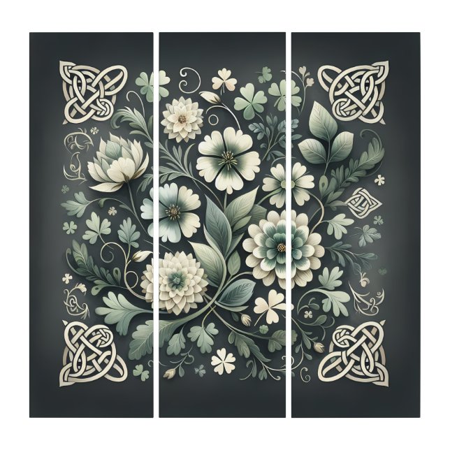 Whispered Clover Knotwork Garden Triptych (Front)