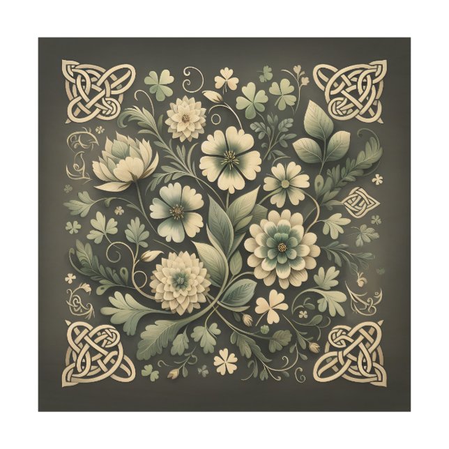 Whispered Clover Knotwork Garden Wood Wall Art (Front)